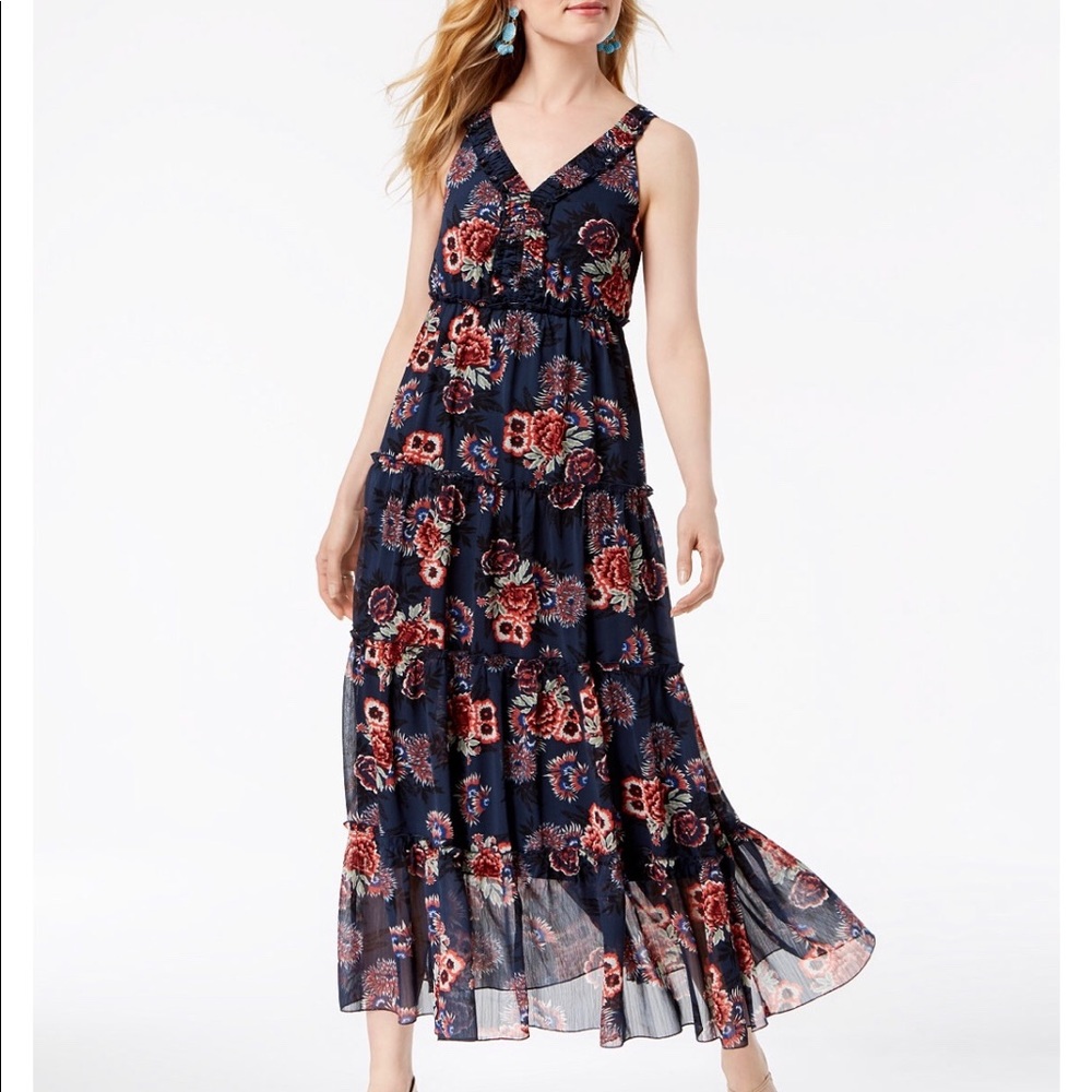 Style & Co invigorates  Blue chiffon maxi dress